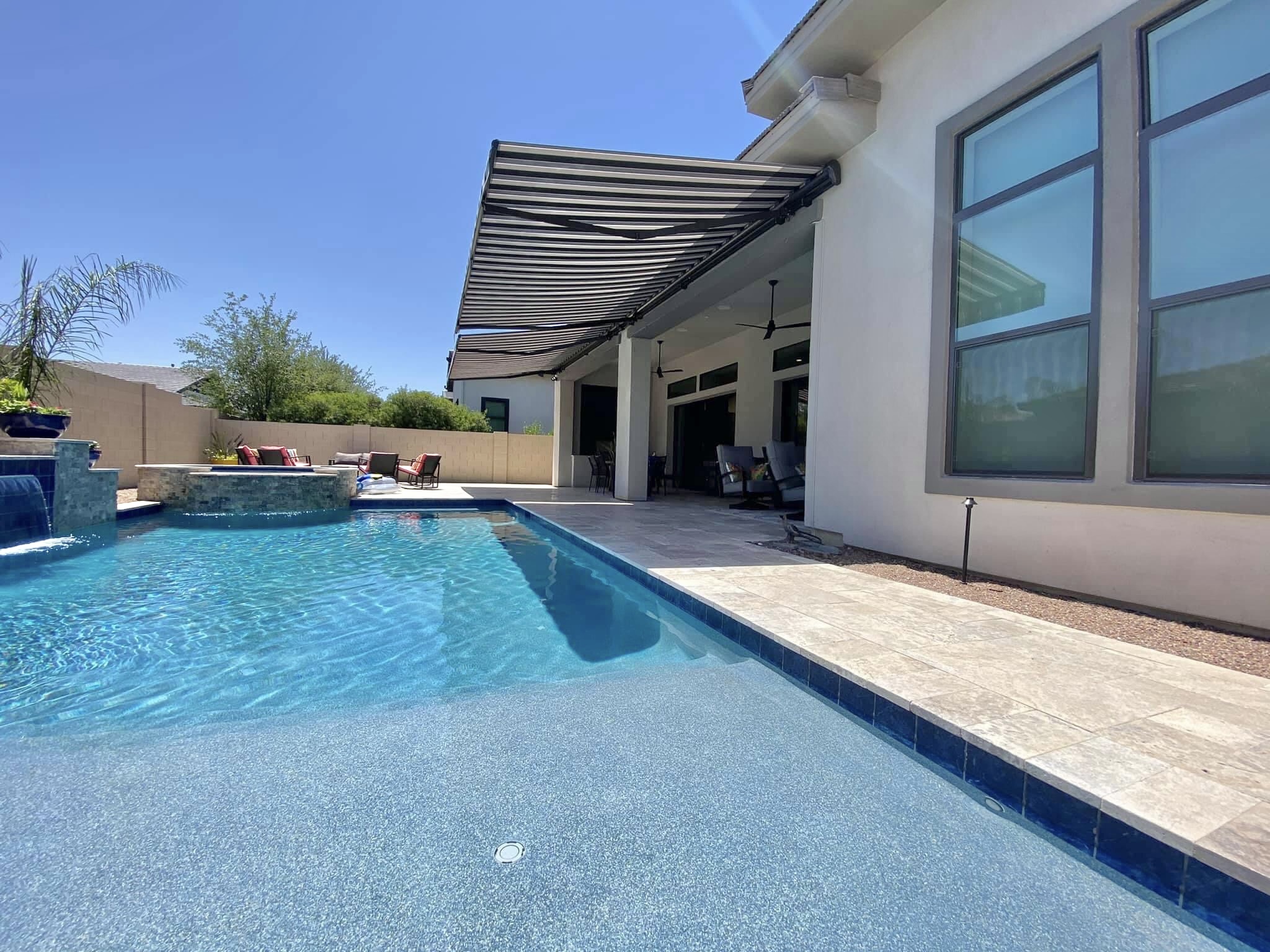 poolside retractable awning