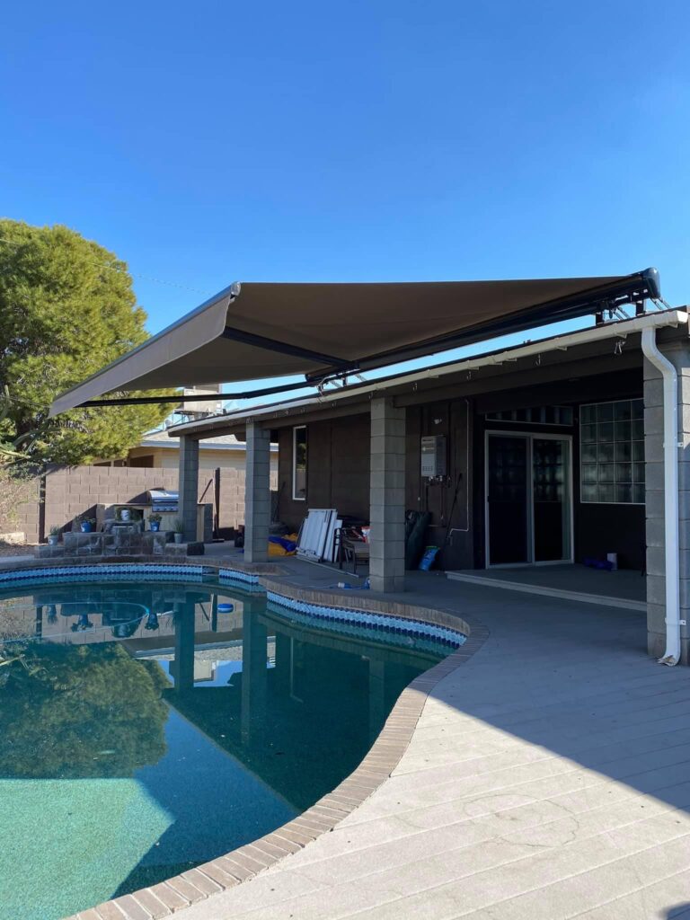 Roof Mounted Awnings by the Pool in Arizona