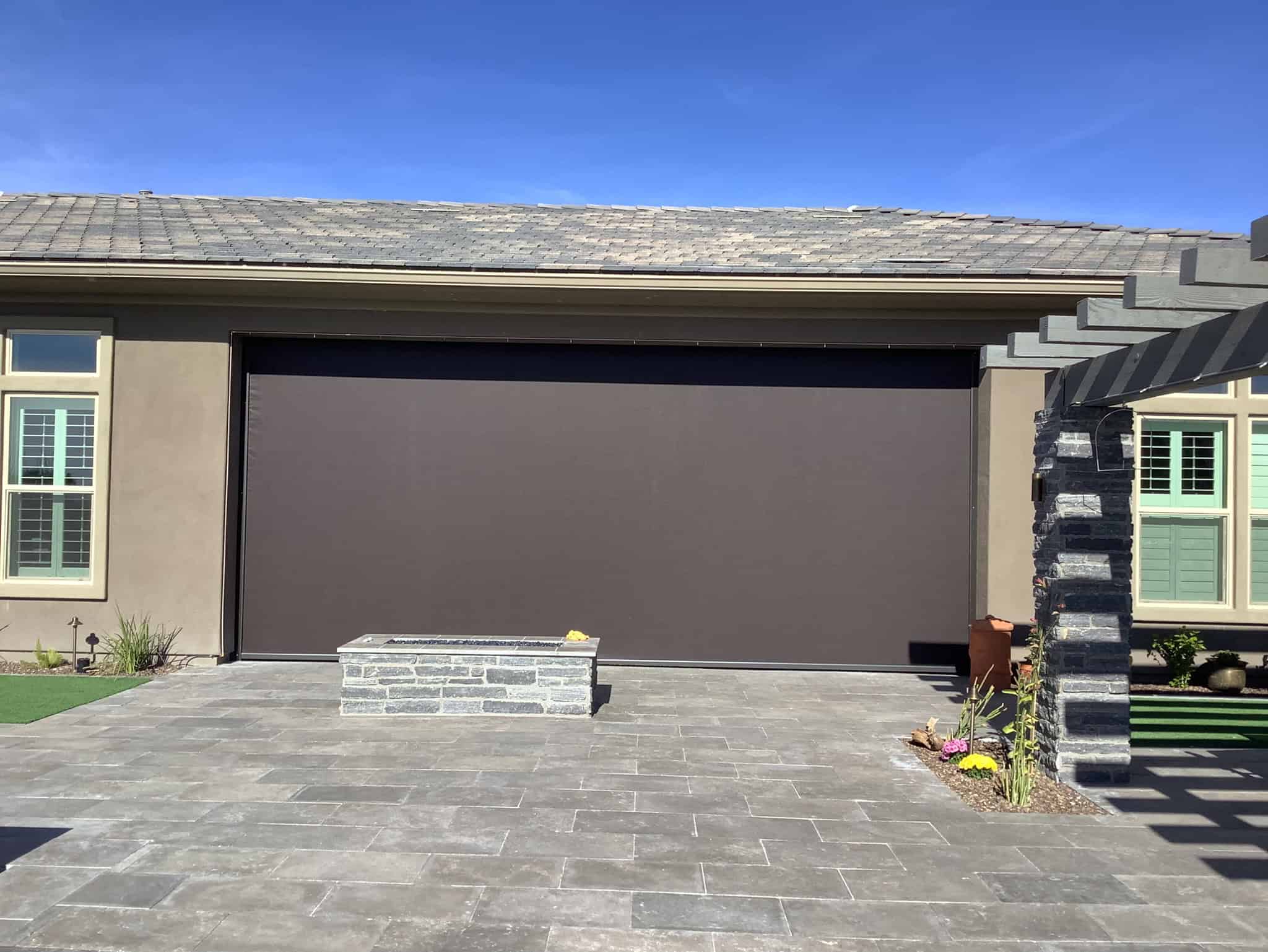 High-quality garage door shade for UV protection and privacy, installed by All Pro Shade Concepts.
