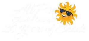 All Pro Shade Concepts Logo 20 years Retractable Awnings Patio Drop Roller Shades Phoenix Scottsdale Paradise Valley Cave Queen Creek Arizona AZ