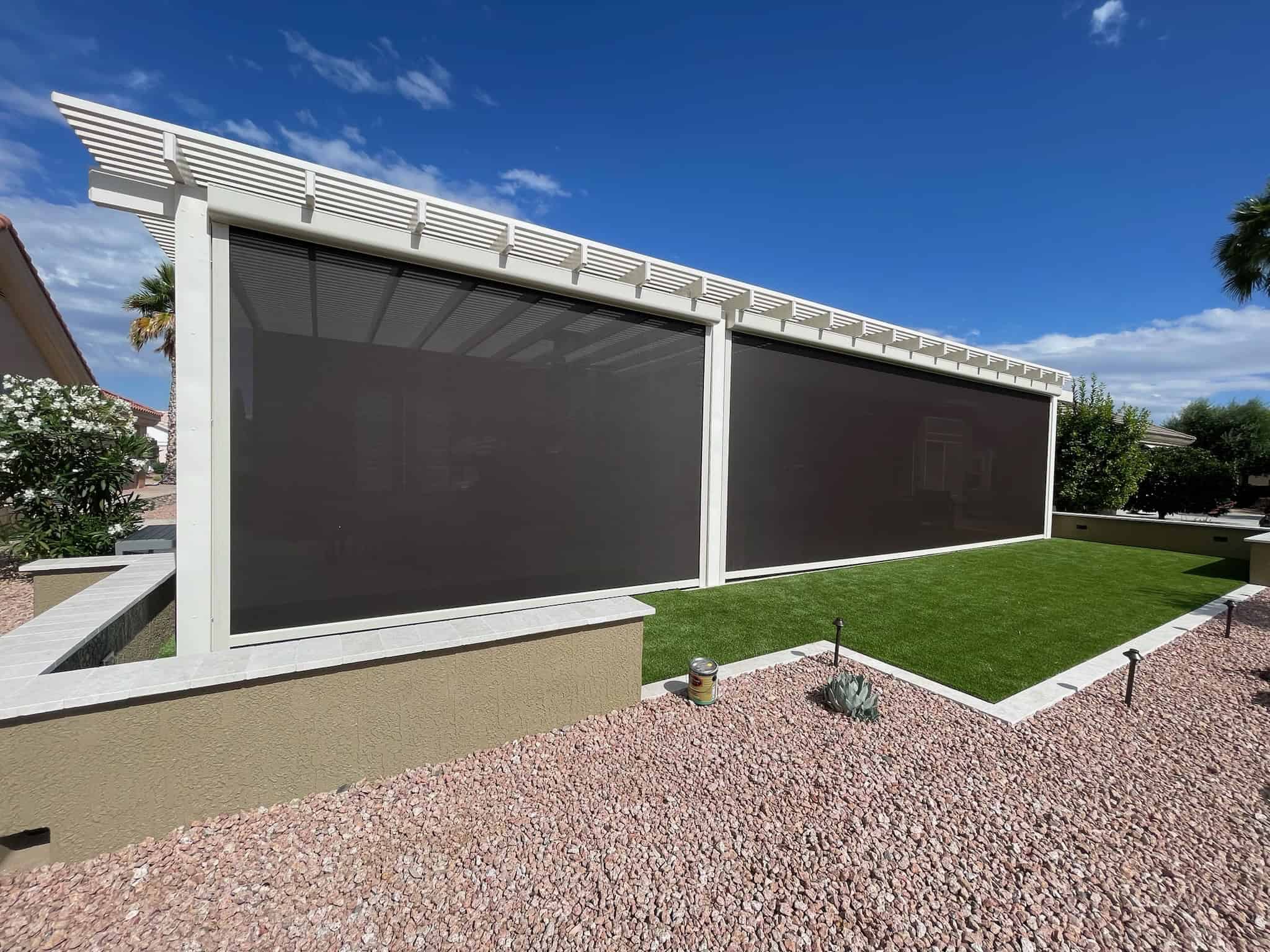 Motorized Patio Shades Installed on Pergola