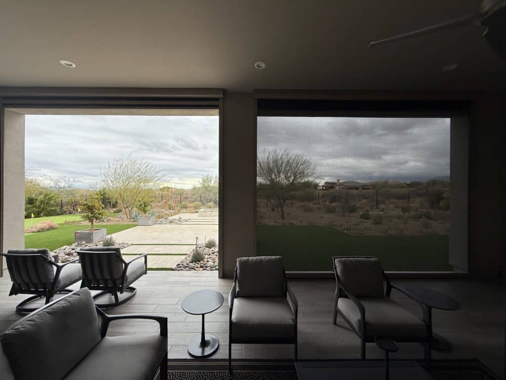 Roller Shade Showing Open and Closed View