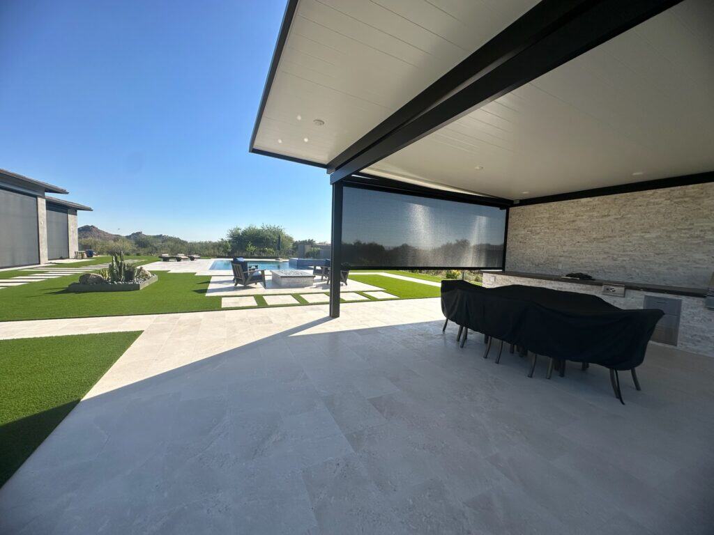 Shaded Outdoor Bar and Grill Entertainment Space