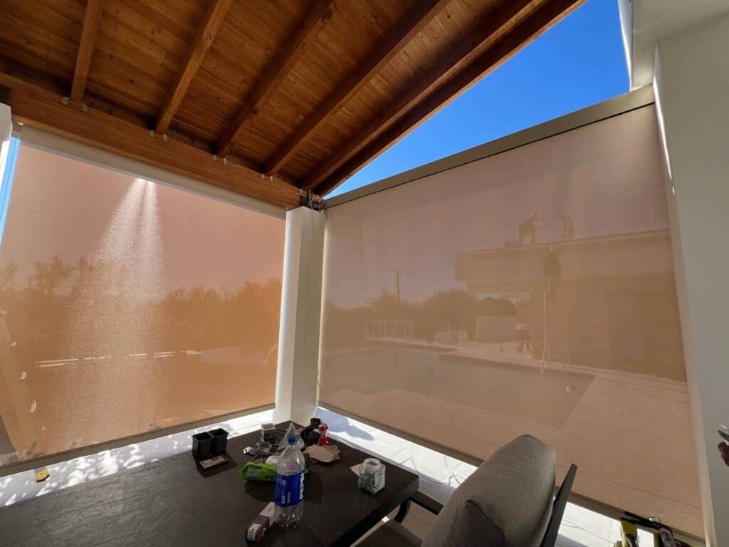 Motorized Patio Shades for Outdoor Seating Area