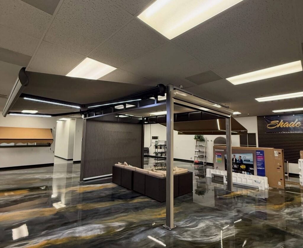 Showroom With Patio Shades and Retractable Awnings