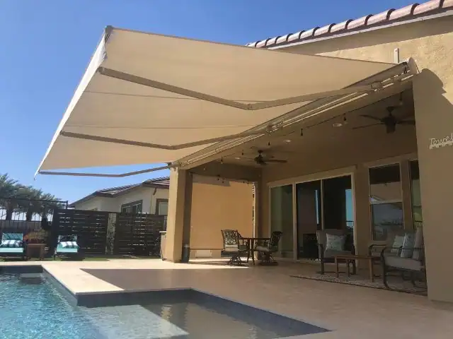Retractable Awning Shading Poolside Patio