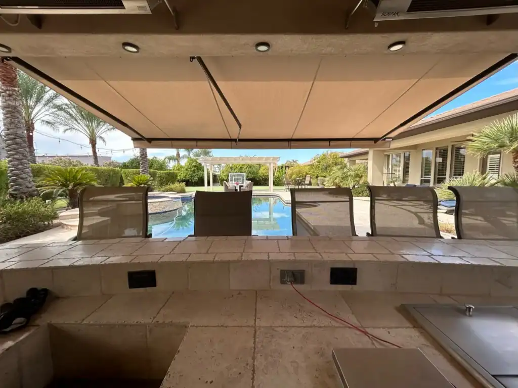 Covered Outdoor Kitchen Ideas with Retractable Awning