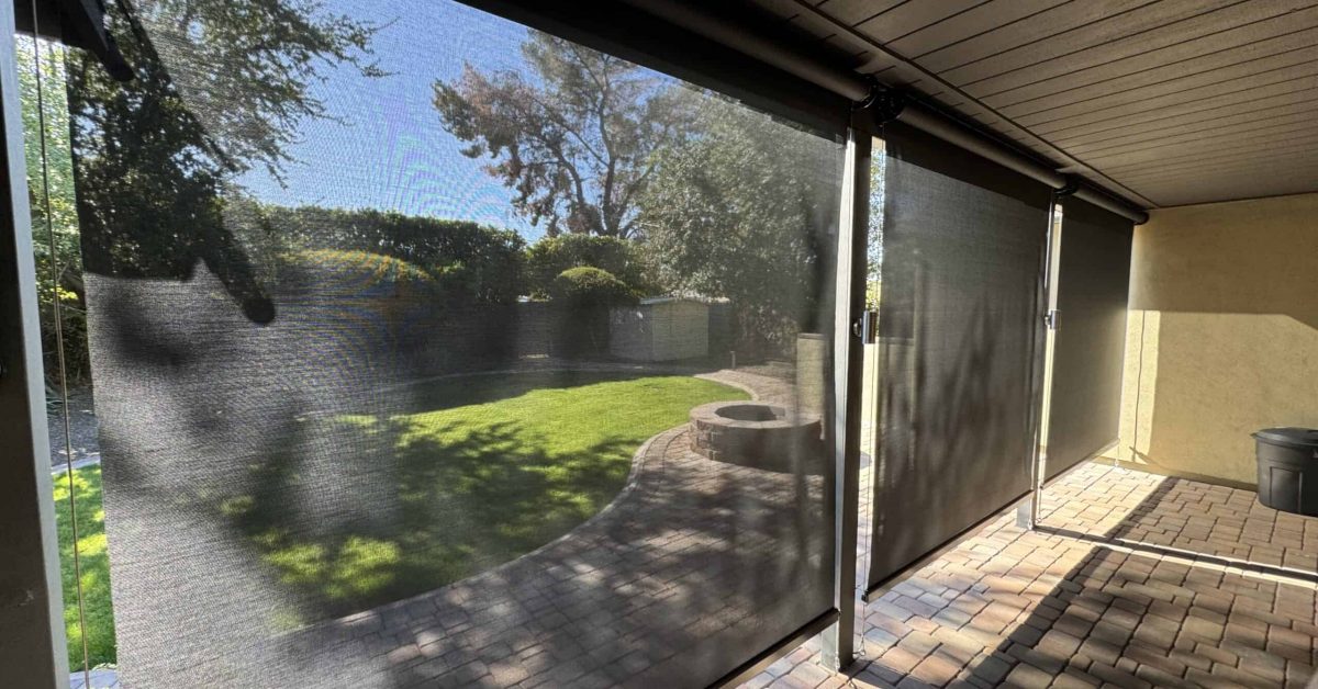 Cabled Guided Patio Shades woth Dooya Solar Motor from All Pro Shade Concepts